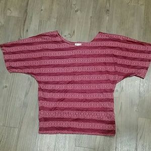 Medium pink striped shirt.